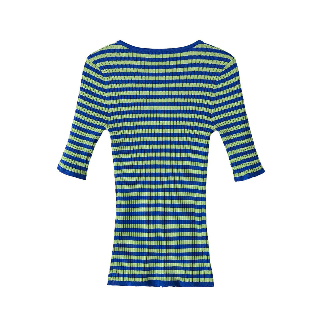 Damen Gerippte Kurzarm-Buttoncardigan mit tiefem Rundhals und figurbetonter Passform Echoarchiv