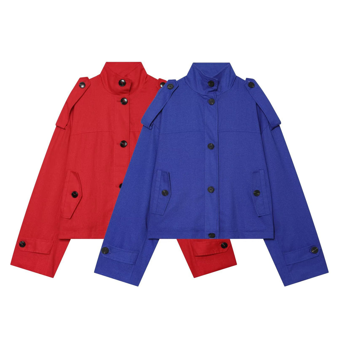 Damen Kurzjacke mit Stehkragen, Schulterriegeln und Knopfverschluss Echo Archiv
