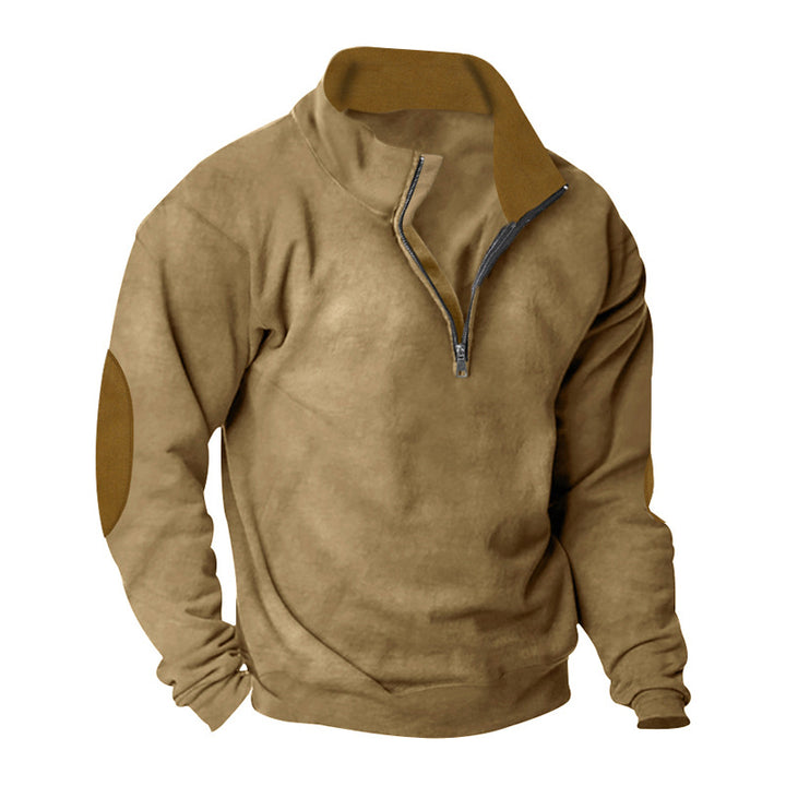 Herren Fleece Sweatshirt mit Stehkragen und schicken Kontrastärmel Echoarchiv