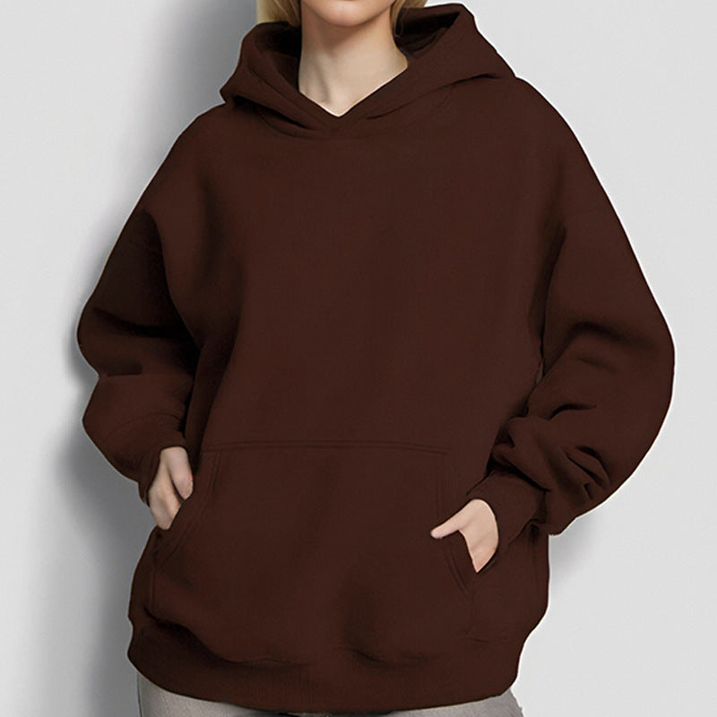 Damen nan extraweites Boxy-Kapuzenpullover mit tiefer Schulterpassform, Känguru-Eingrifftasche und angerauter Innenseite Echo Archiv