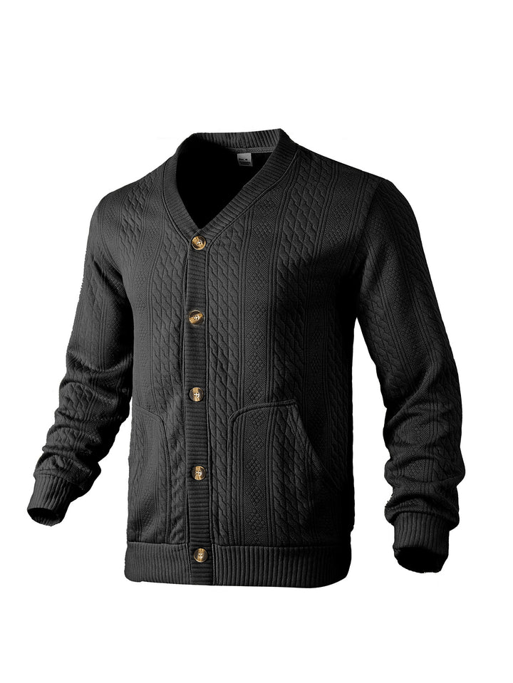 Herren Strickjacke mit strukturierter Oberfläche und goldenen Knöpfen Echoarchiv
