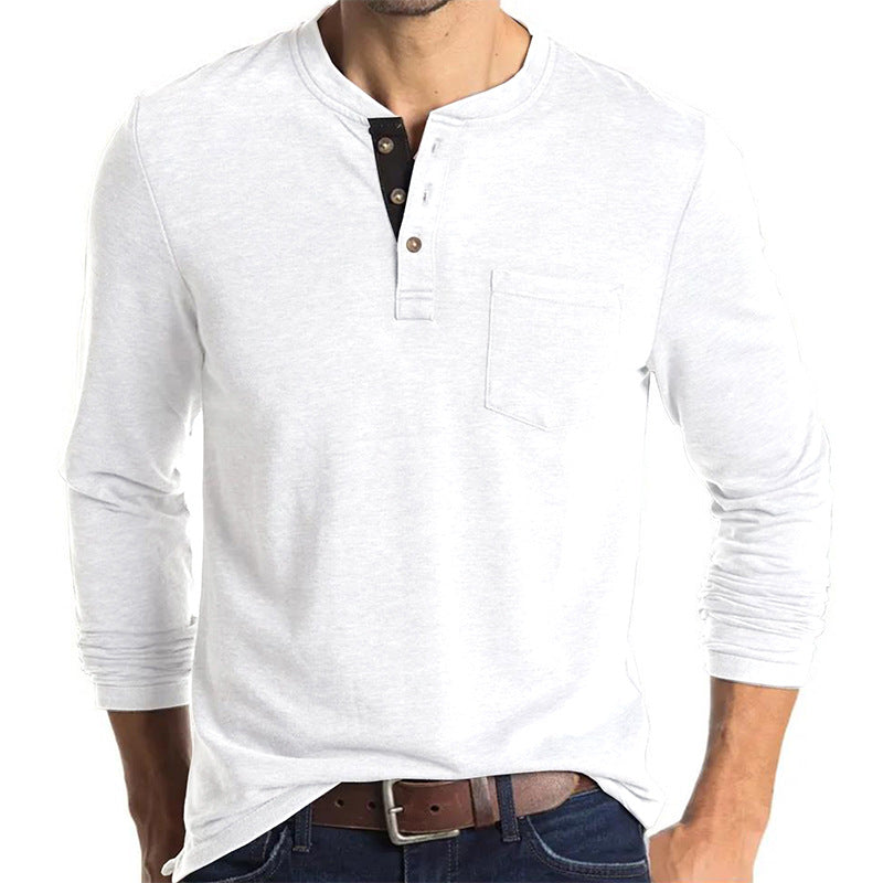 Herren Langarm-Henley-Shirt mit modischen Knopfdetails Echoarchiv