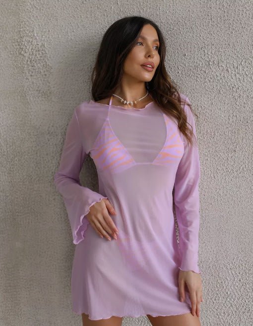 Damen transparentes Maxikleid mit Leopardenmuster Echo Archiv