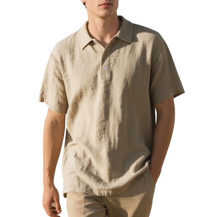 Herren Kurzarm Poloshirt mit luftiger Baumwollstruktur und klassischem Kragen Echoarchiv