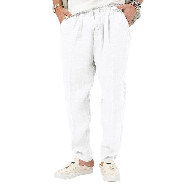 Herren lockere Leinenhose mit elastischem Bund und praktischen Seitentaschen Echoarchiv