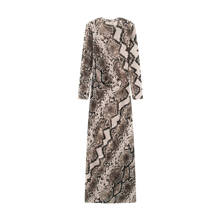 Damen Langes Bodycon-Maxikleid mit Rundhals und Schlangenprint Echo Archiv