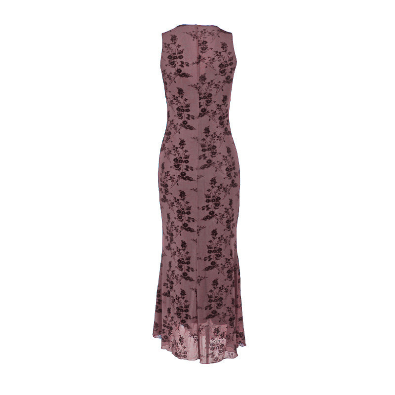 Damen Maxikleid mit floralem Spitzenmuster und tiefem V-Ausschnitt Echo Archiv