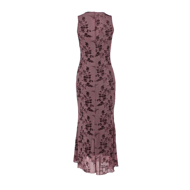 Damen Maxikleid mit floralem Spitzenmuster und tiefem V-Ausschnitt Echo Archiv
