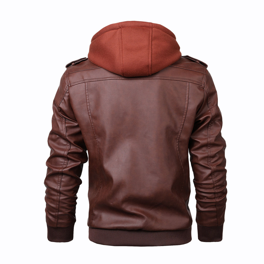 Herren modische Lederjacke mit Kapuze und Innenfleece Echo Archiv