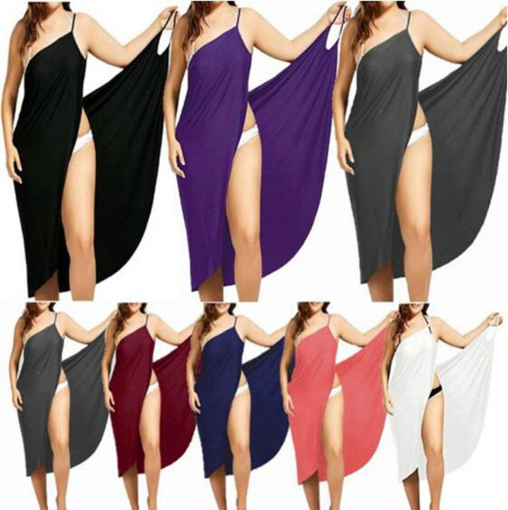 Damen nan vielseitiges Strand-Pareo-Wickelkleid mit Spaghettiträgern und asymmetrischem Saum Echo Archiv