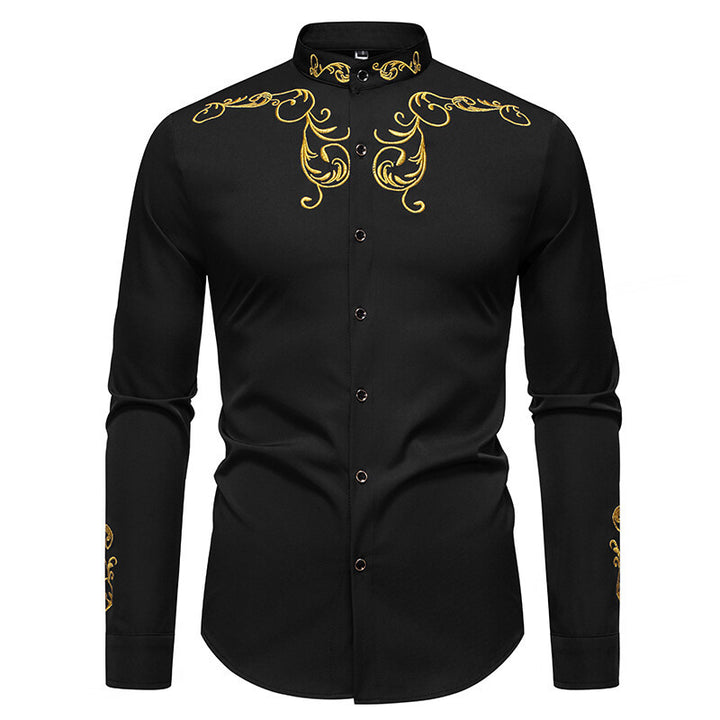 Herren Langarmshirt mit elegantem Stickereidesign Echoarchiv