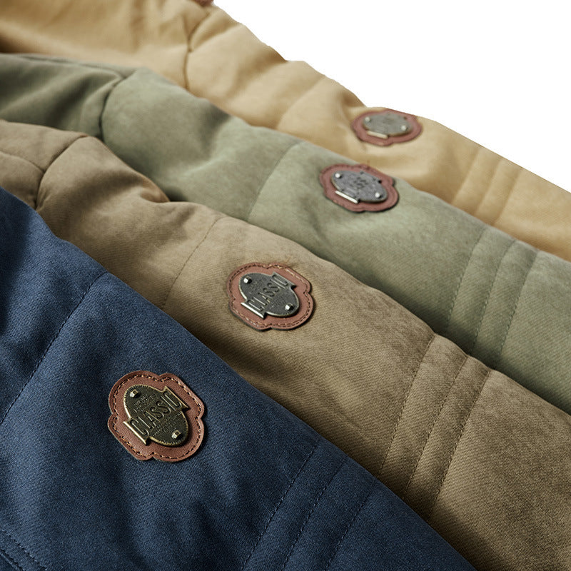 Herren wattierter Parka im Canvas-Look mit Teddyfleece-Innenfutter und Kapuze Echoarchiv
