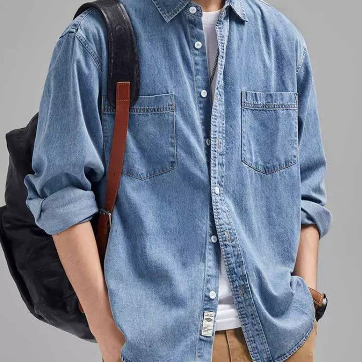 Herren Denim-Hemdjacke mit praktischen Brusttaschen Echoarchiv