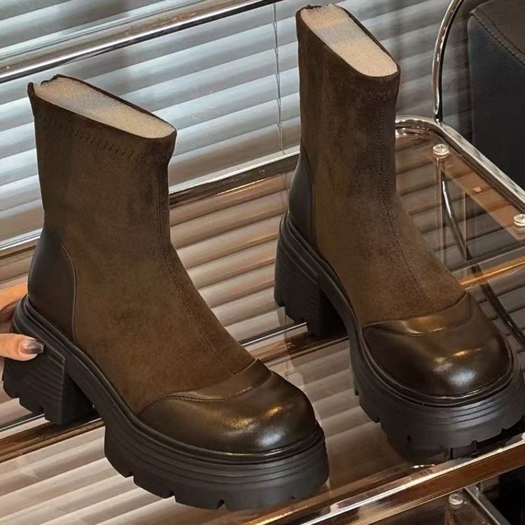 Damen Modische Stiefeletten mit Blockabsatz Echo Archiv