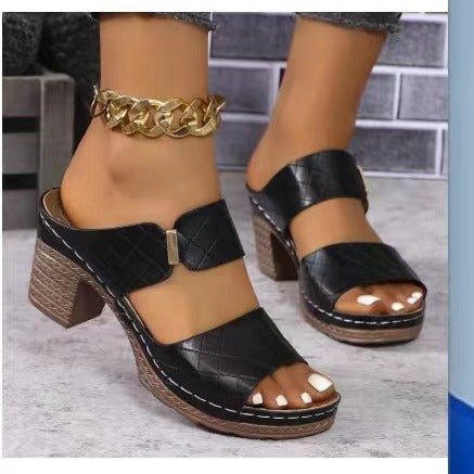 Damen  elegante Blockabsatz-Sandale mit gepolstertem Komfortfußbett und verstellbarem Knöchelriemen Echo Archiv