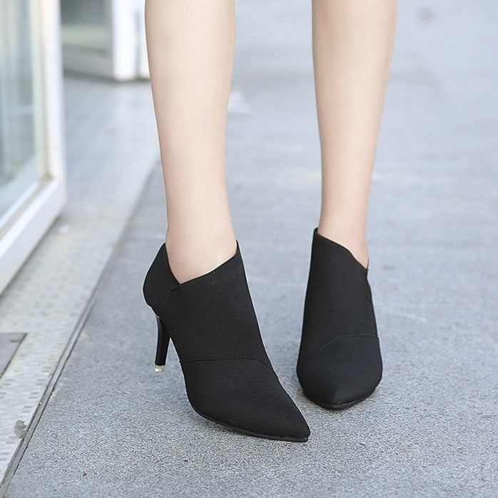 Damen spitze Knöchelstiefelette mit Canvas-Obermaterial und mittelhohem Stiletto-Absatz Echo Archiv