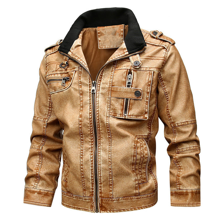 Herren robuste Kunstlederjacke im Military-Stil Echoarchiv