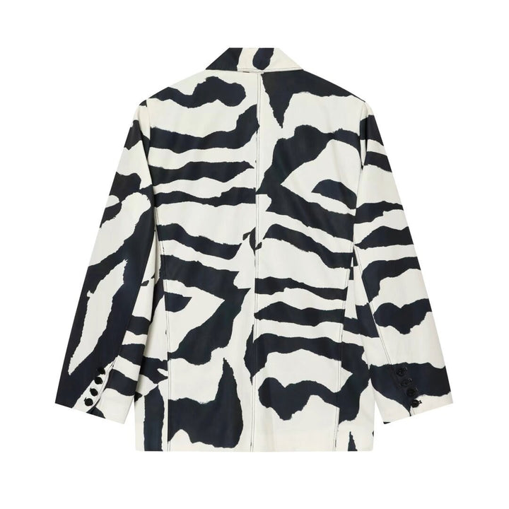 Damen Oversize-Blazer mit Zebra-Print, Ein-Knopf-Verschluss und aufgesetzten Pattentaschen Echo Archiv