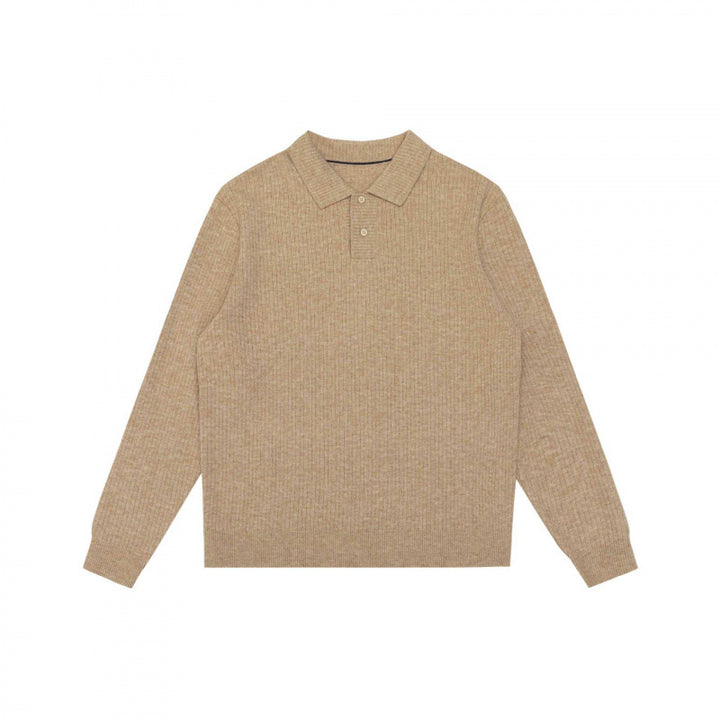 Herren Feinstrick-Poloshirt mit Rippenstruktur, Langarm und klassischem Hemdkragen Echo Archiv