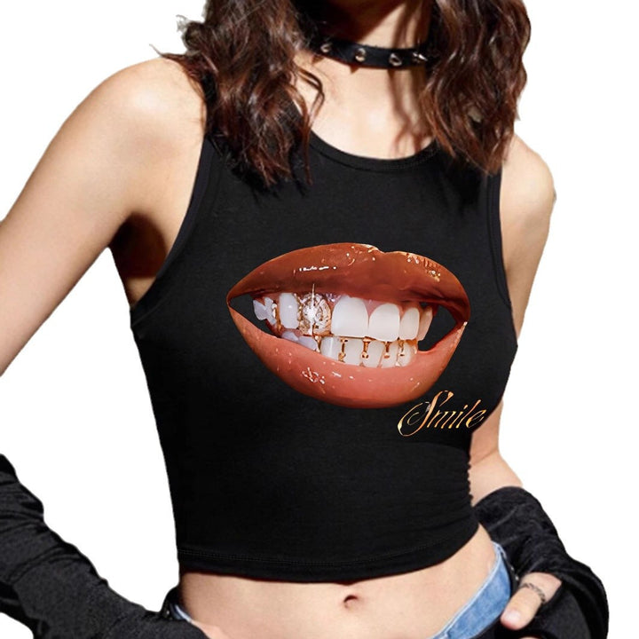 Damen Crop-Top mit mutigem Statement-Druck Echo Archiv