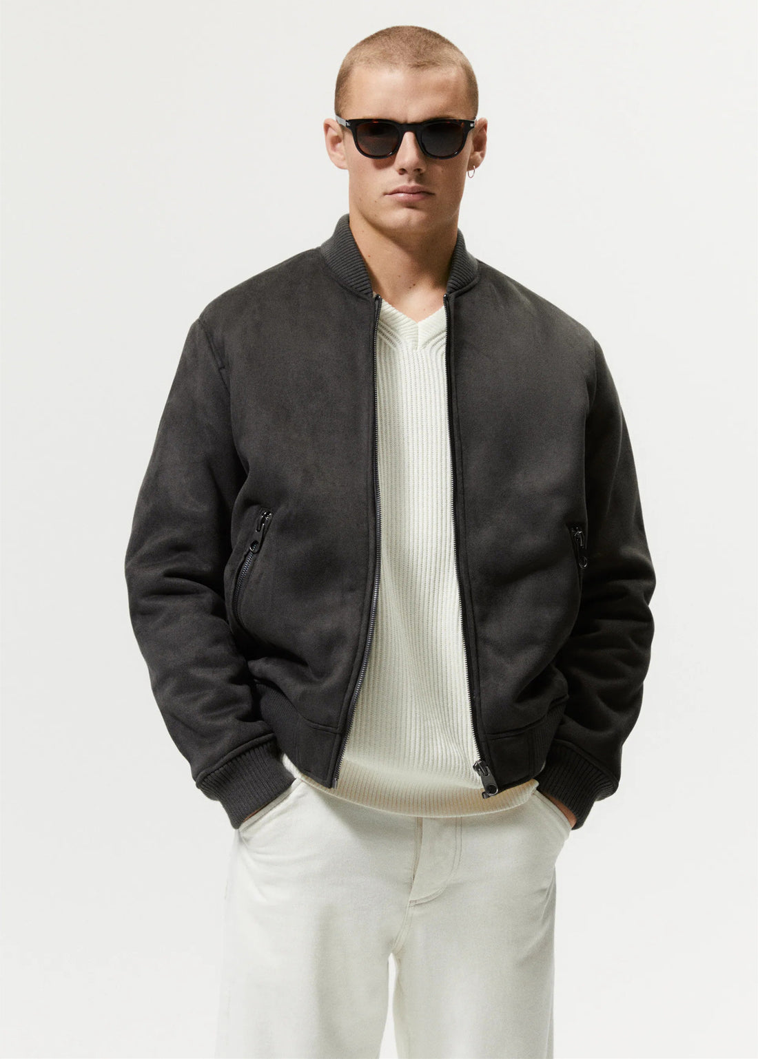 Herren Bomberjacke aus weichem Wildlederimitat – Brevano