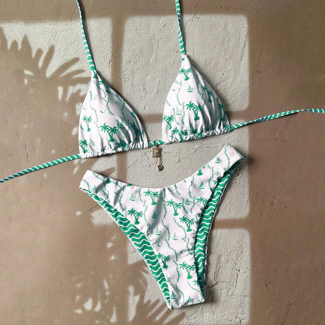 Damen Triangel-Bikini mit tropischem Muster – Maréssa