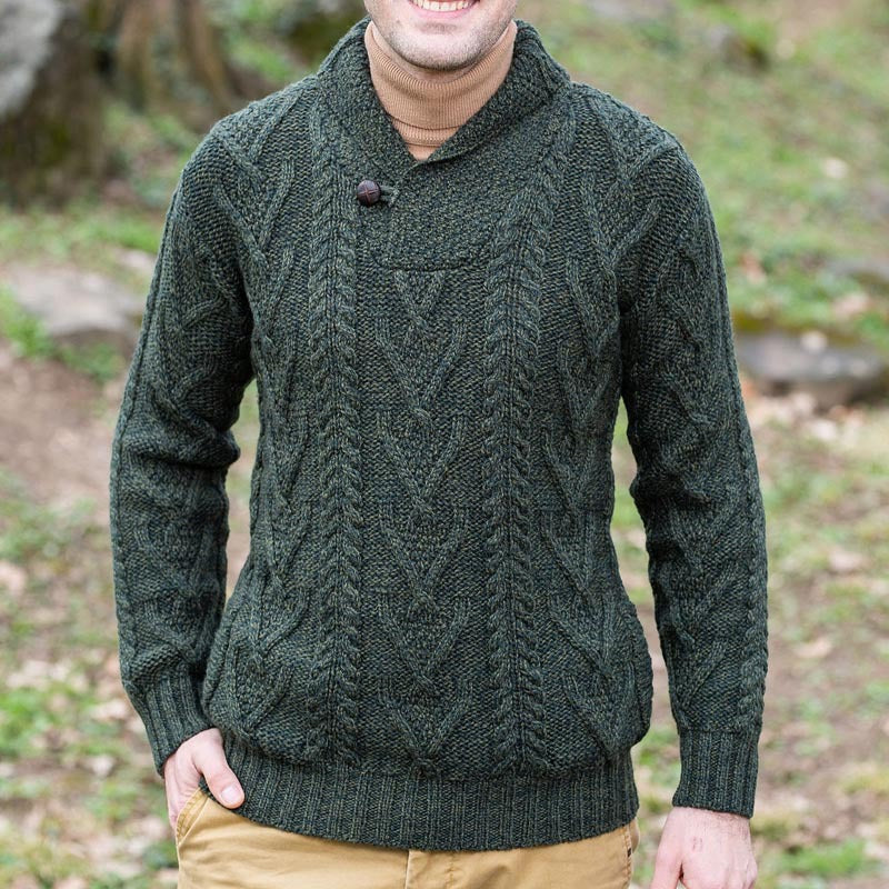 Herren Strickpullover mit klassischem Kragen und strukturiertem Muster Echoarchiv