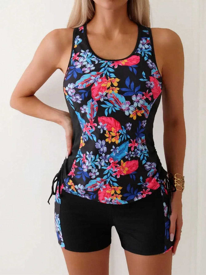 Damen Sportlicher Badeanzug mit elastischen Shorts Echo Archiv