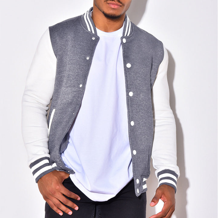 Herren Collegejacke mit kontrastierenden Ärmeln und Druckknopfverschlüssen Echoarchiv