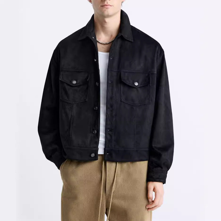 Herren lässige Wildlederjacke mit praktischen Brusttaschen und modernem Schnitt – Taviero