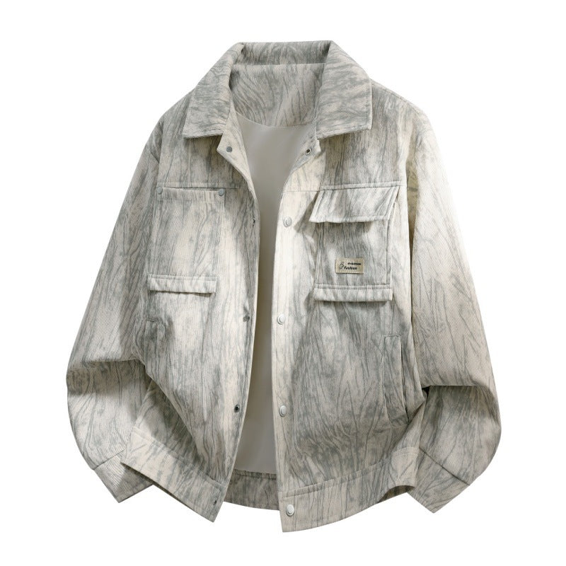 Herren Utility-Overshirt aus Vintage-Optik mit Druckknopfleiste, Pattentaschen & gebürsteter Struktur Echoarchiv