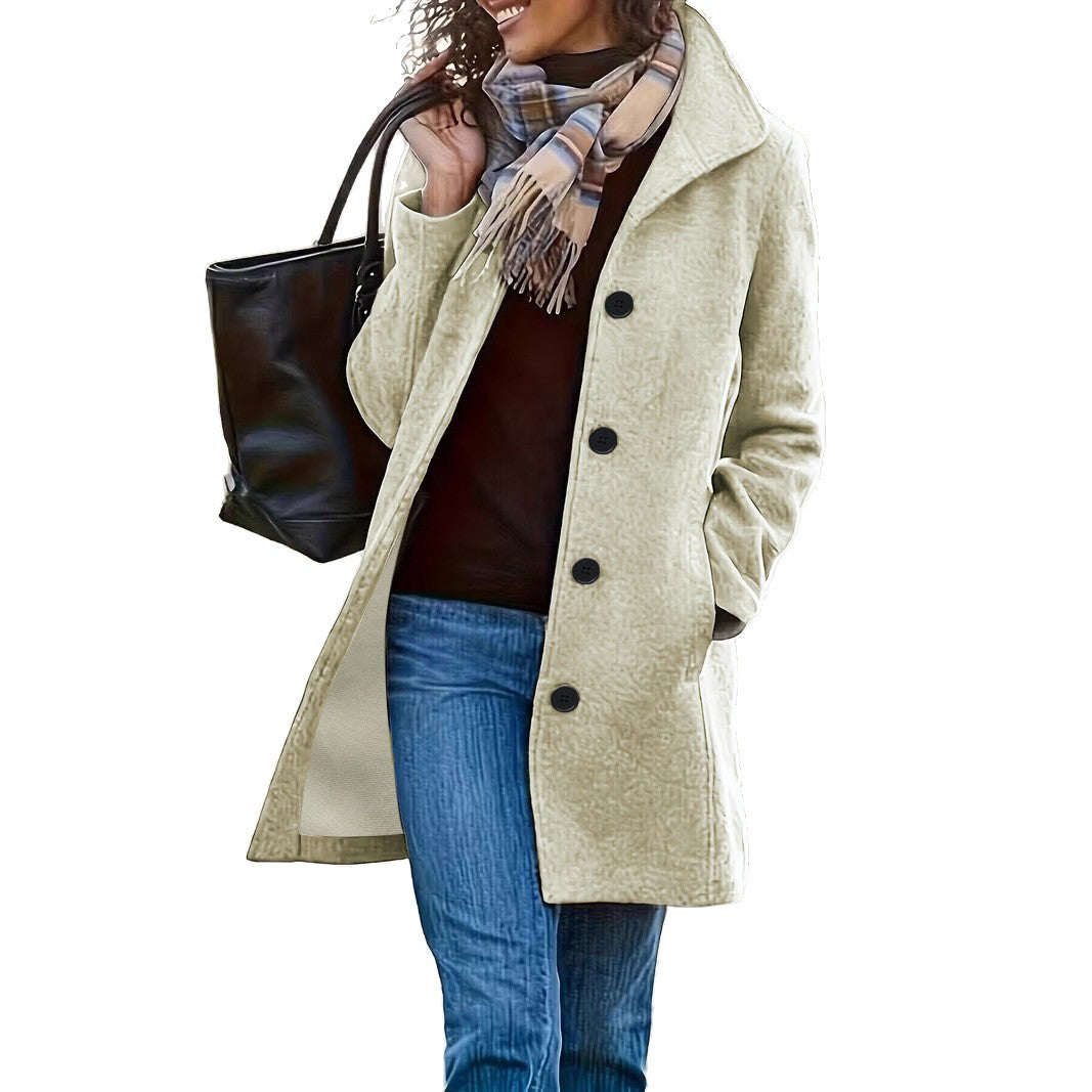 Damen nan taillierter Wollmix-Mantel mit großer Knopfleiste und Eingrifftaschen Echo Archiv
