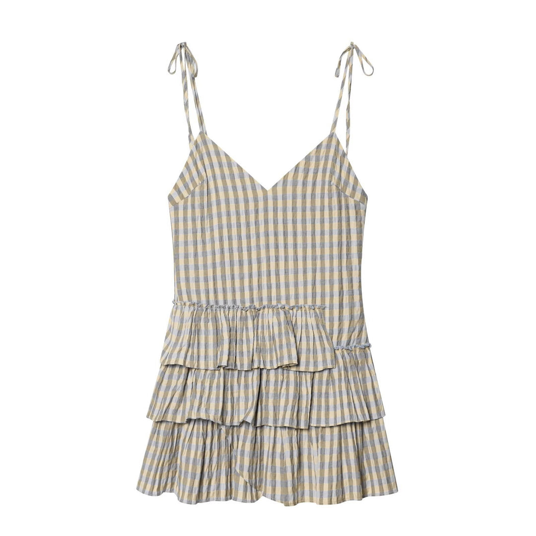 Damen luftiges V-Ausschnitt Sommerkleid mit Rüschen und verstellbaren Trägern Echo Archiv