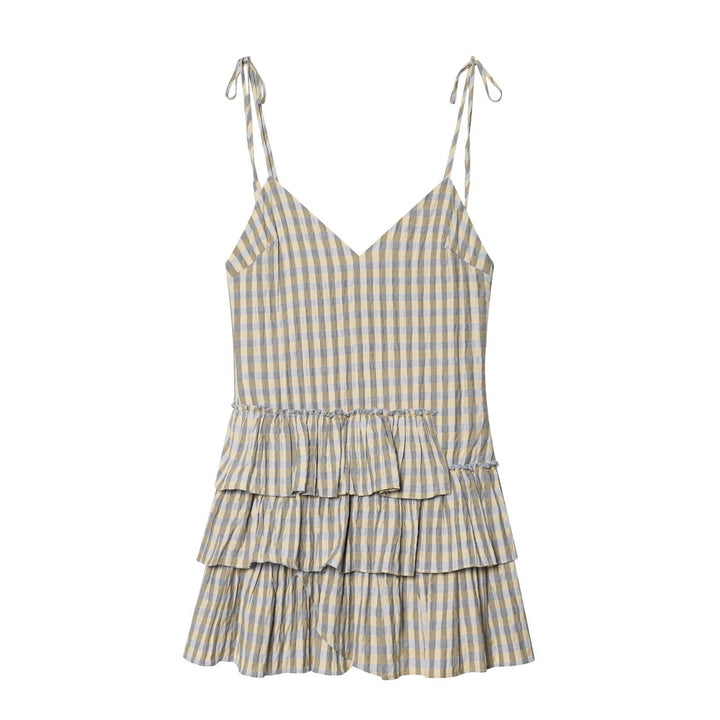 Damen luftiges V-Ausschnitt Sommerkleid mit Rüschen und verstellbaren Trägern Echo Archiv