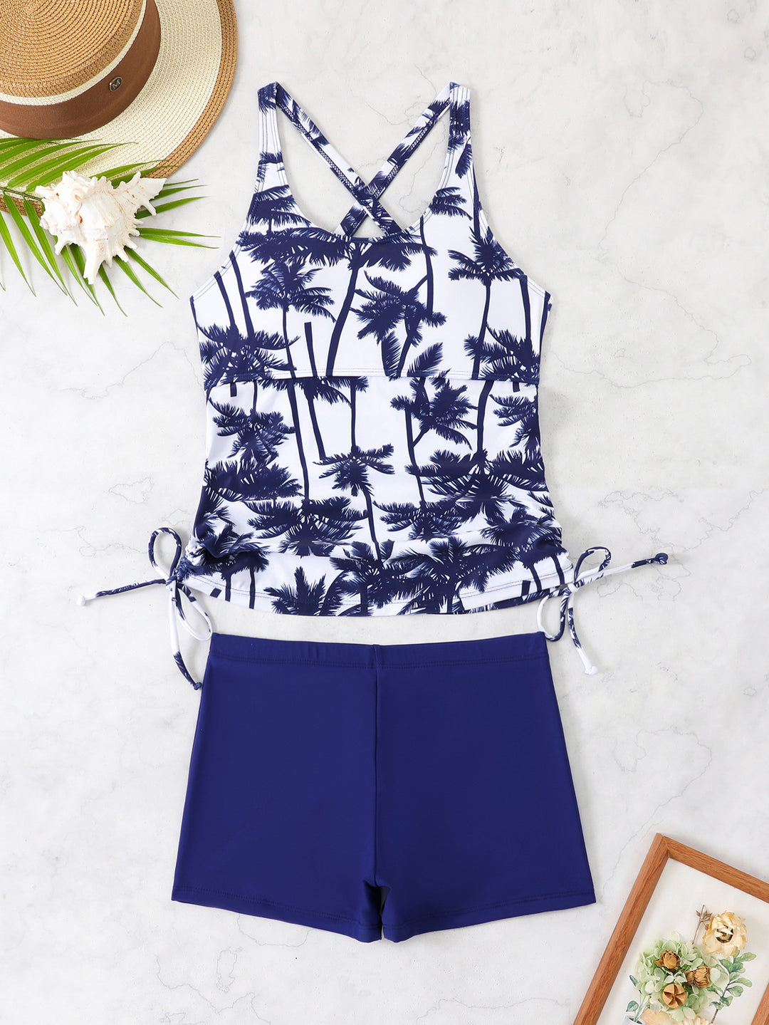 Damen Sportliches Tankini-Set mit floralem Design und verstellbaren Bündchen Echo Archiv