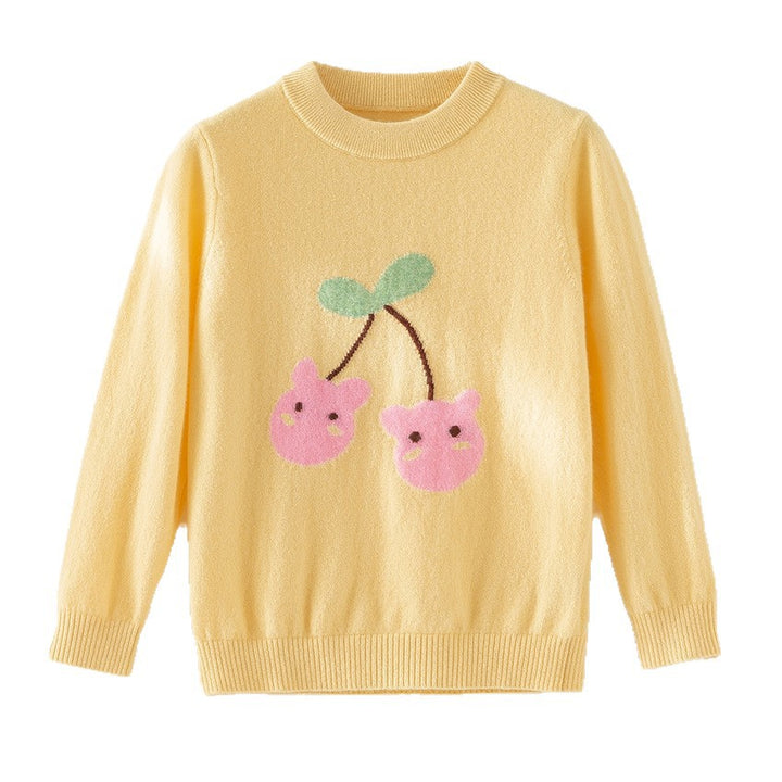 Damen Feinstrick-Pullover mit verspieltem Kirschen-Motiv und Rundhalsausschnitt Echoarchiv