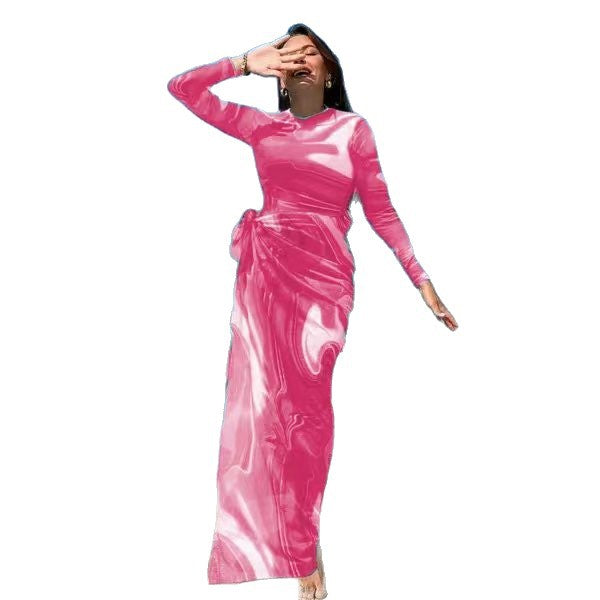 Damen Elegantes langärmeliges Strandkleid im fließenden Design Echo Archiv