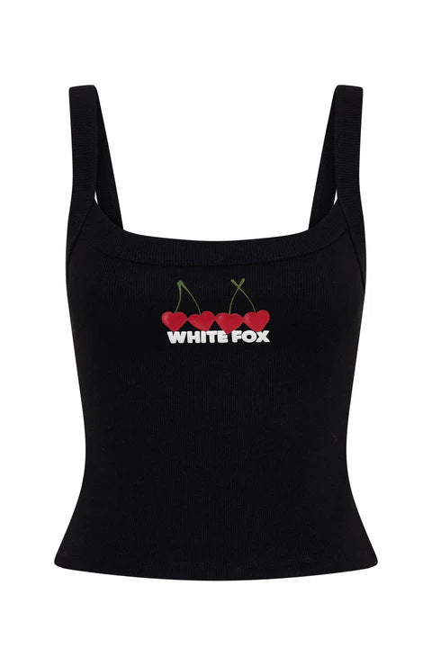 Damen Crop-Top mit Kirschstickerei und elastischem Baumwollmaterial Echo Archiv