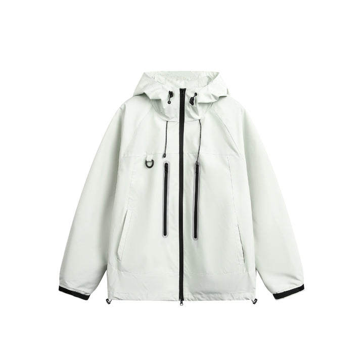 Damen Wasserdichte Parka-Jacke mit Kapuze und versiegelten Reißverschlüssen Echoarchiv
