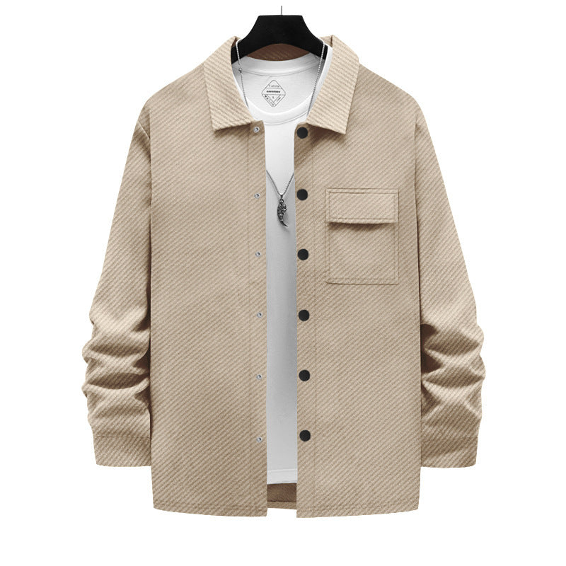 Herren lässige Button-Down-Hemdjacke mit Brusttasche und strukturiertem Design Echoarchiv