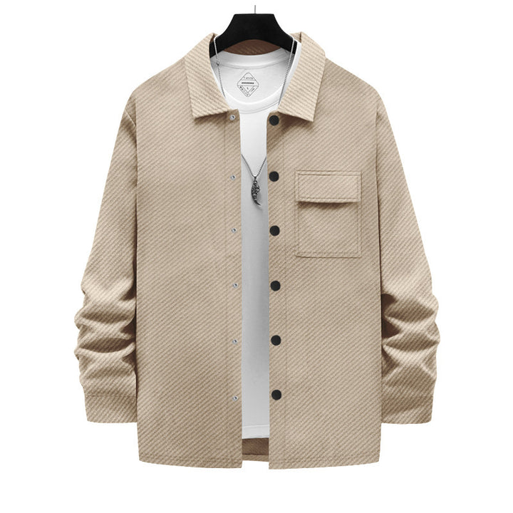 Herren lässige Button-Down-Hemdjacke mit Brusttasche und strukturiertem Design Echoarchiv