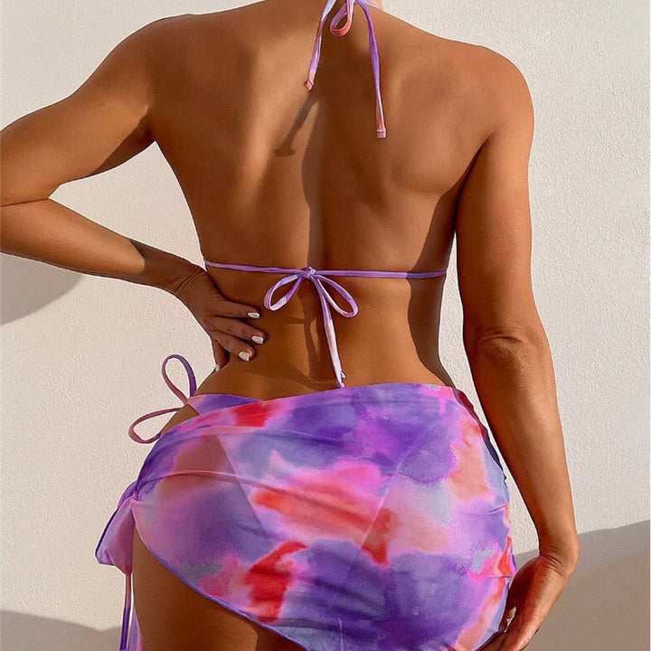 Damen Triangel-Bikini-Set mit floralem Wickelrock und verstellbaren Trägern Echo Archiv