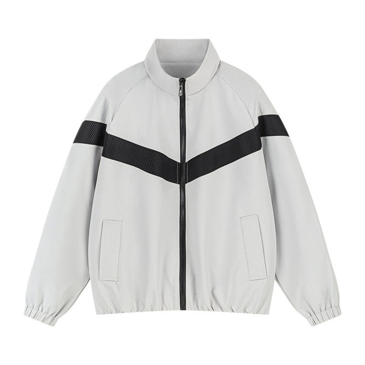 Unisex Leichte Trainingsjacke im Retro-Sportstil mit V-förmigem Reflektoreinsatz Echoarchiv