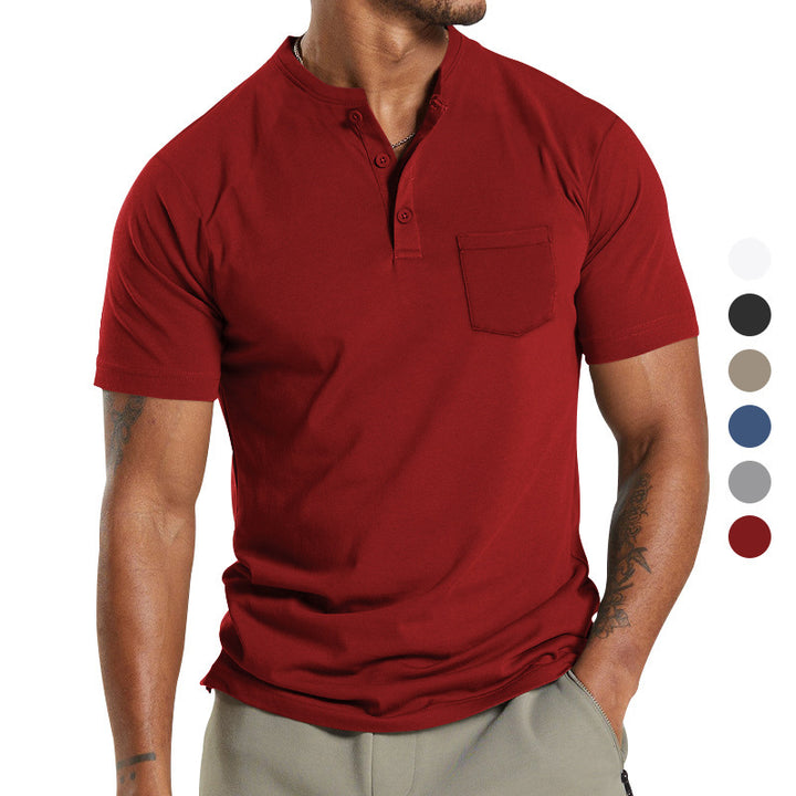 Herren Kurzarm Henley-Shirt mit praktischem Knopfdetail Echoarchiv