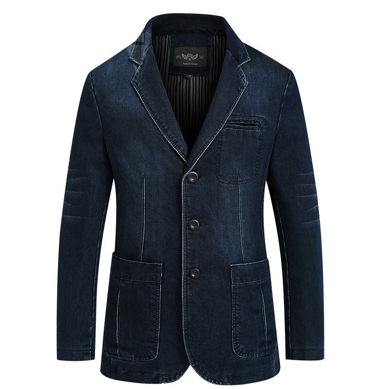 Herren nan Denim-Sakko im Blazerstil mit Stretch, aufgesetzten Taschen und leichtem Innenfutter Echo Archiv