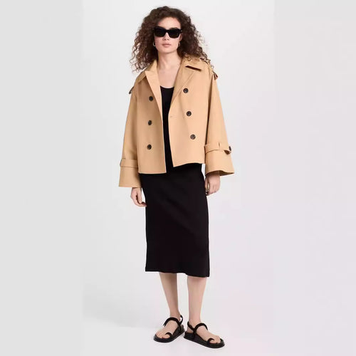 Damen Kurzer Doppelreihiger Trenchcoat im Boxy-Schnitt Echoarchiv