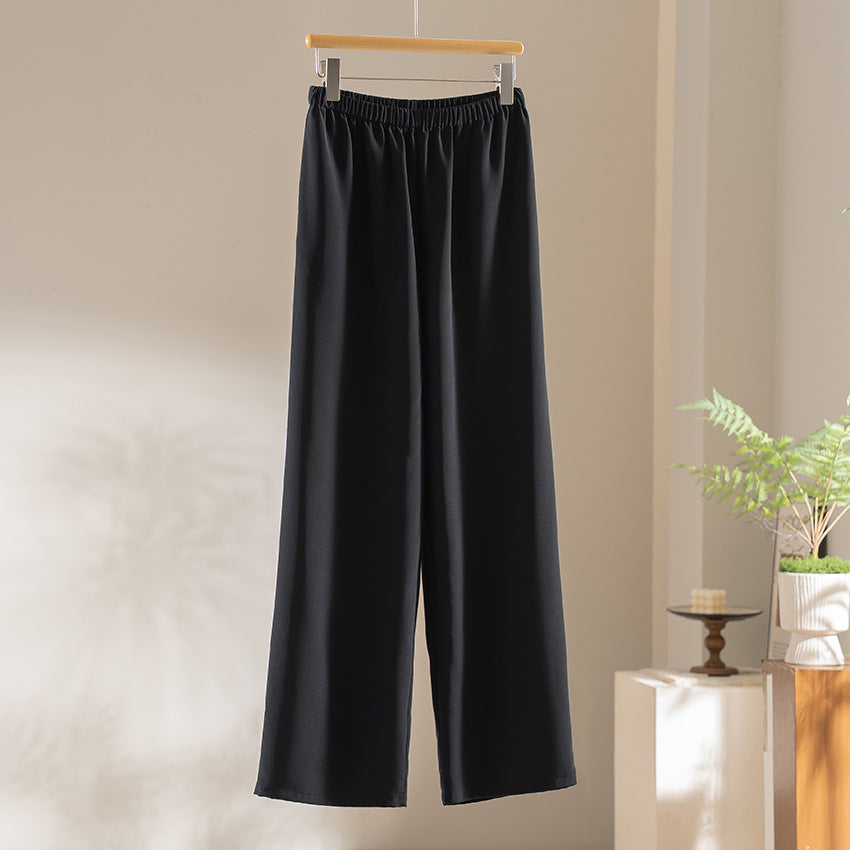 Damen Weite Satin-Hose mit Elastikbund und fließender Palazzo-Silhouette Echoarchiv