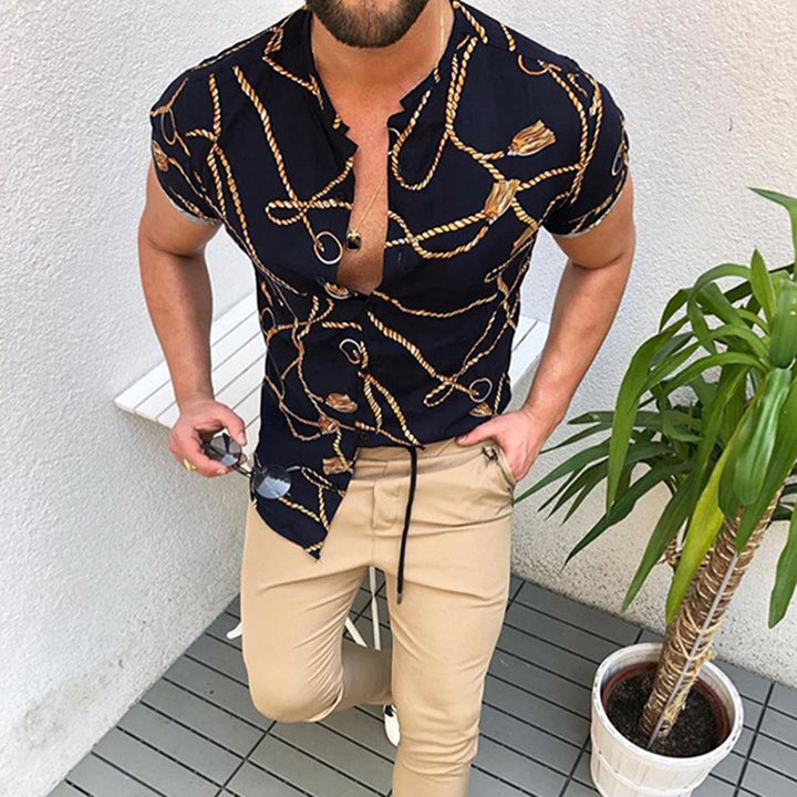 Herren Kurzarmhemd mit elegantem Muster Echoarchiv