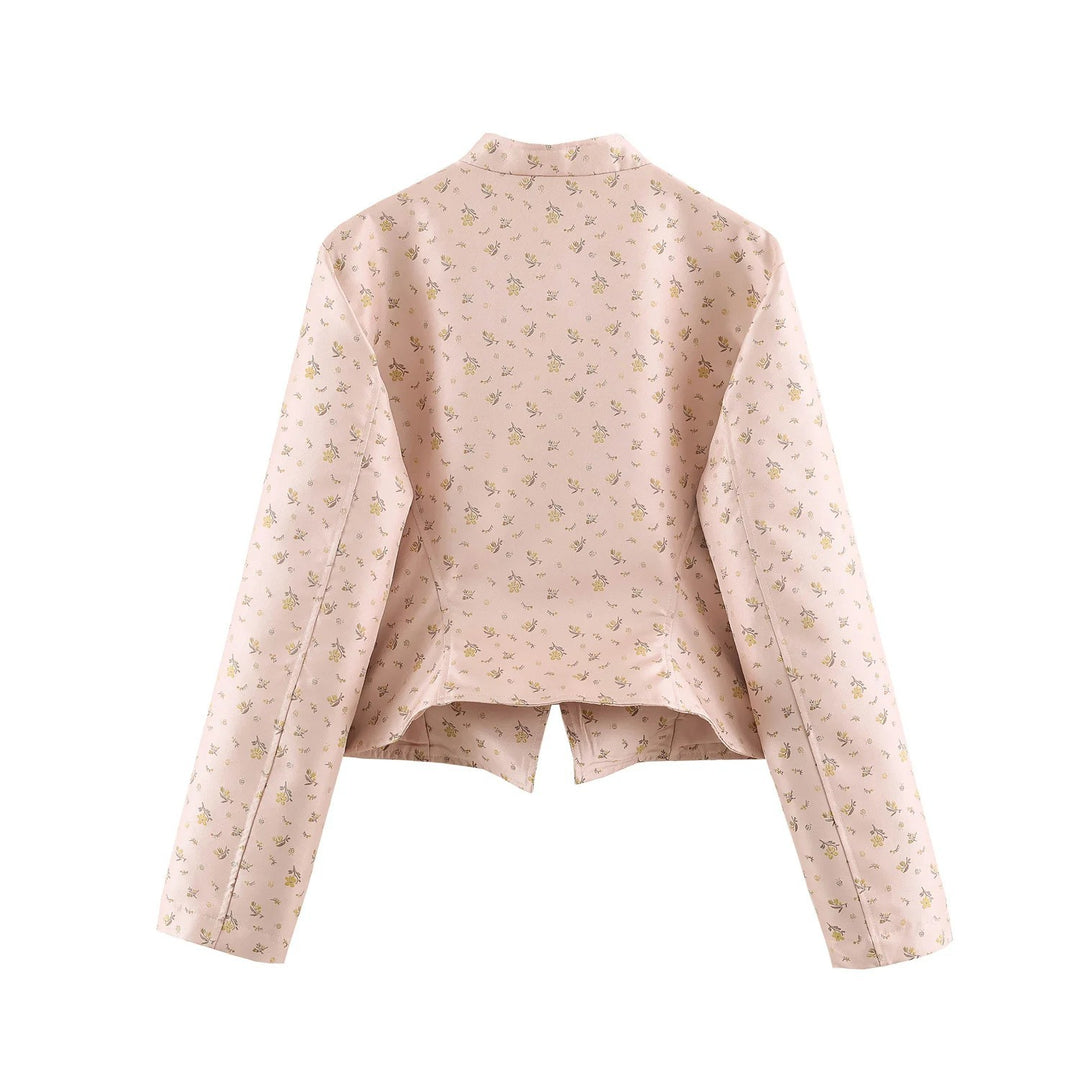 Damen Kurze Brokatoptik Militärblousonjacke mit Froschknopfleiste Echo Archiv