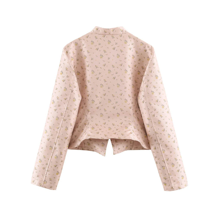 Damen Kurze Brokatoptik Militärblousonjacke mit Froschknopfleiste Echo Archiv